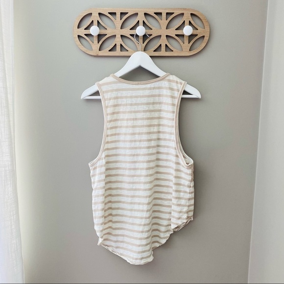 Free People Striped Tank Top Cream Sz Small - Picture 9 of 13